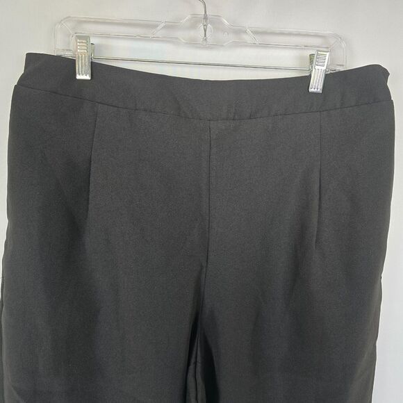 Bloomchic Pants Women's 1X Black Cropped Pleated Elastic Waist Pocket NWT - Picture 2 of 12